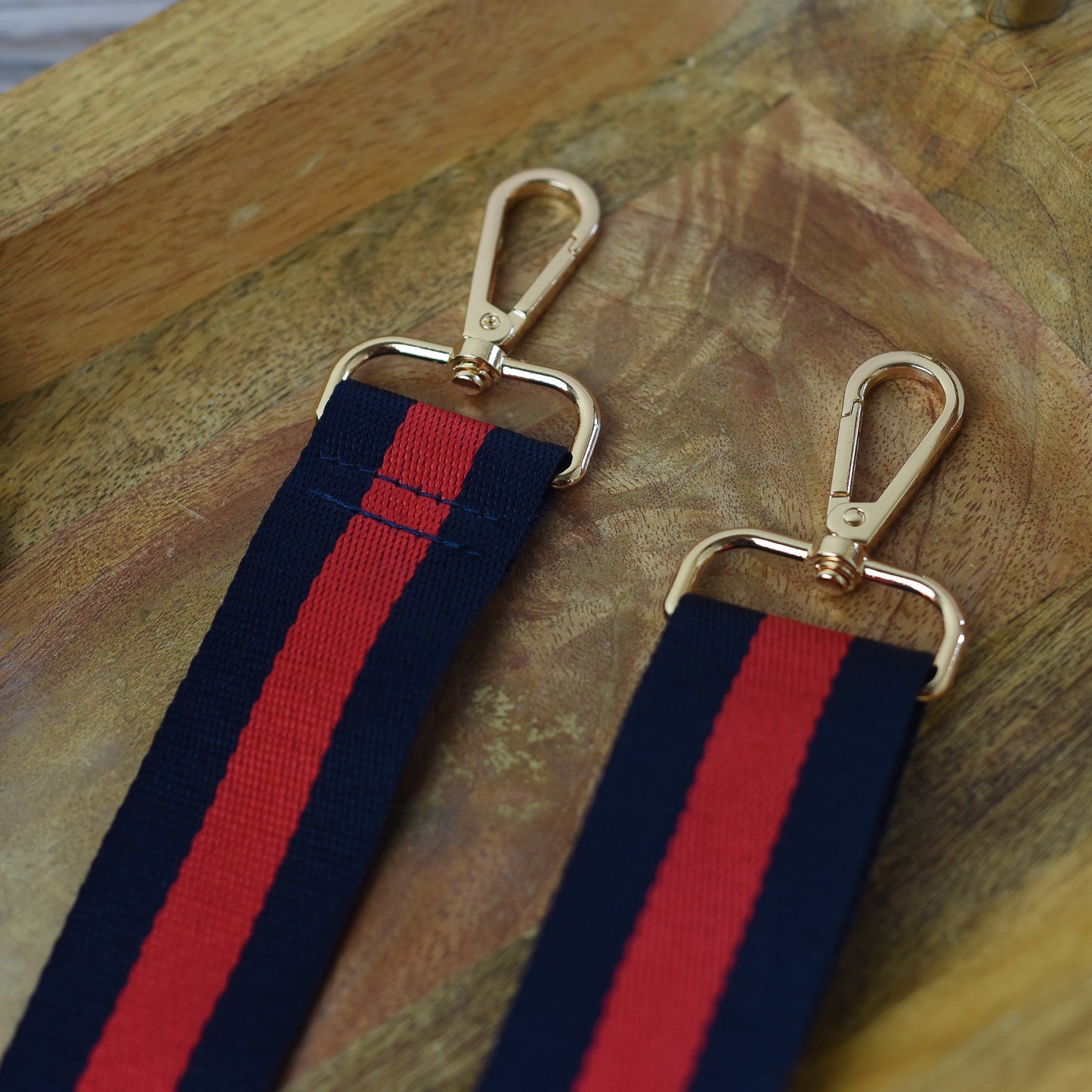 Adjustable Bag Strap 1.5 inch Striped- Navy Blue and Red