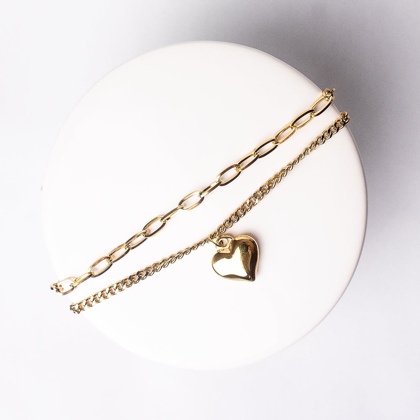 Kayla Heart Charm Double Chain Necklace