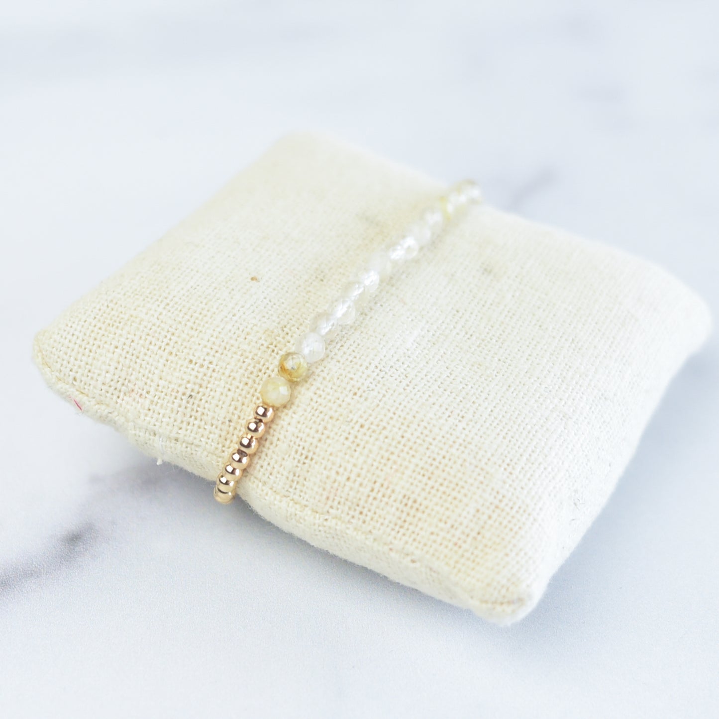 Semi Precious Stone and Beaded Stretch Bracelet