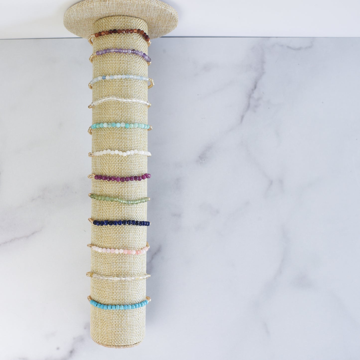 Semi Precious Stone and Beaded Stretch Bracelet