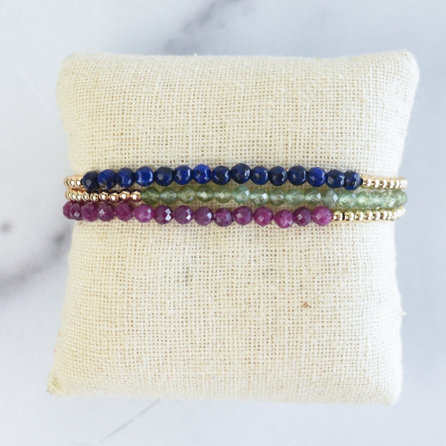 Semi Precious Stone and Beaded Stretch Bracelet