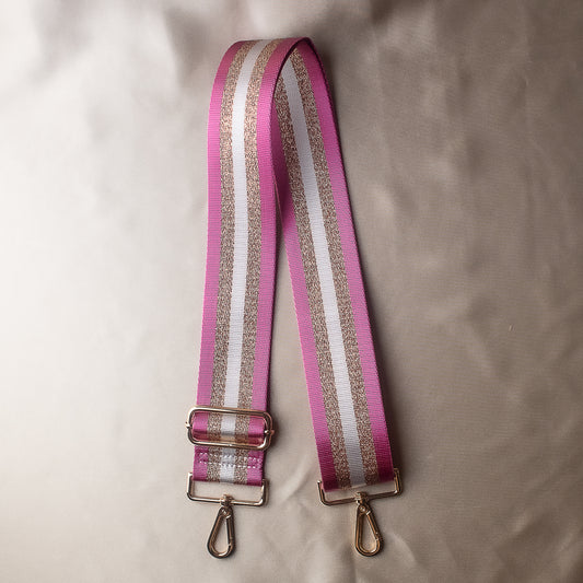 Pink and Gold Striped Purse Strap