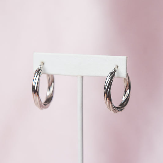 Nikki Twisted Hoops in Silver