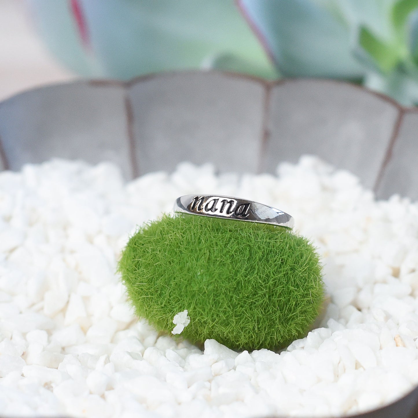 Sterling Silver Stamped Mom Ring