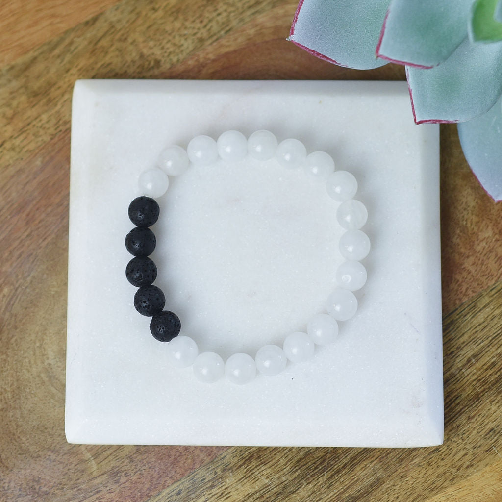 Natural Stone and Lava Bead Stretch Bracelet