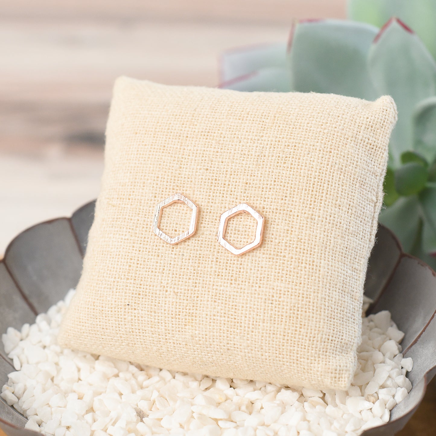 Hexagon Stud Earrings