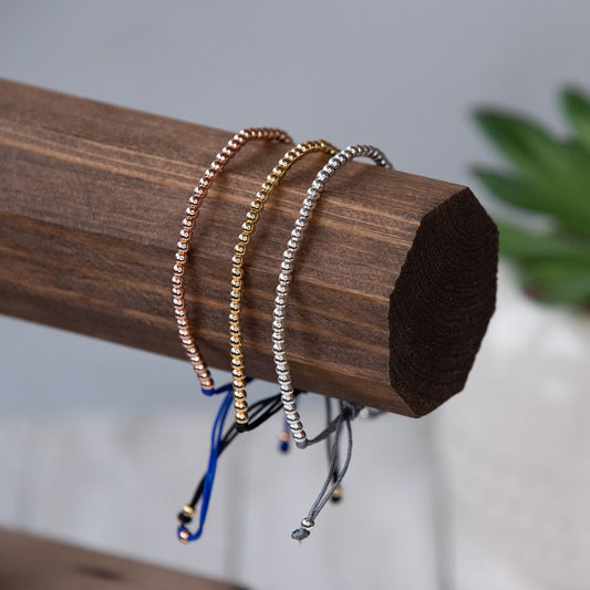 Stevie Tiny Bead Adjustable Silken Cord Bracelet: In Three Styles
