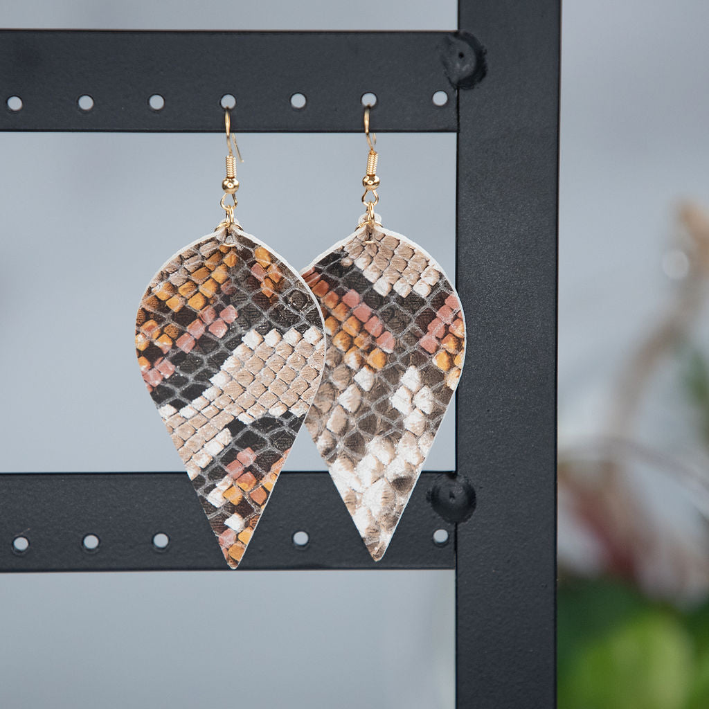 Snakeskin Print Dangle Earrings