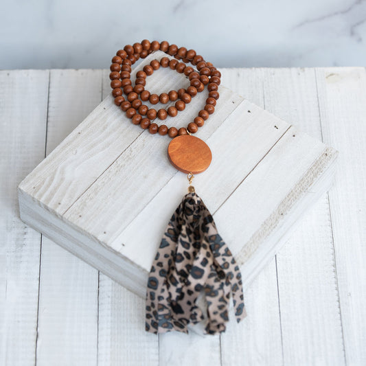 Wooden Bead Tassel Pendant Necklaces