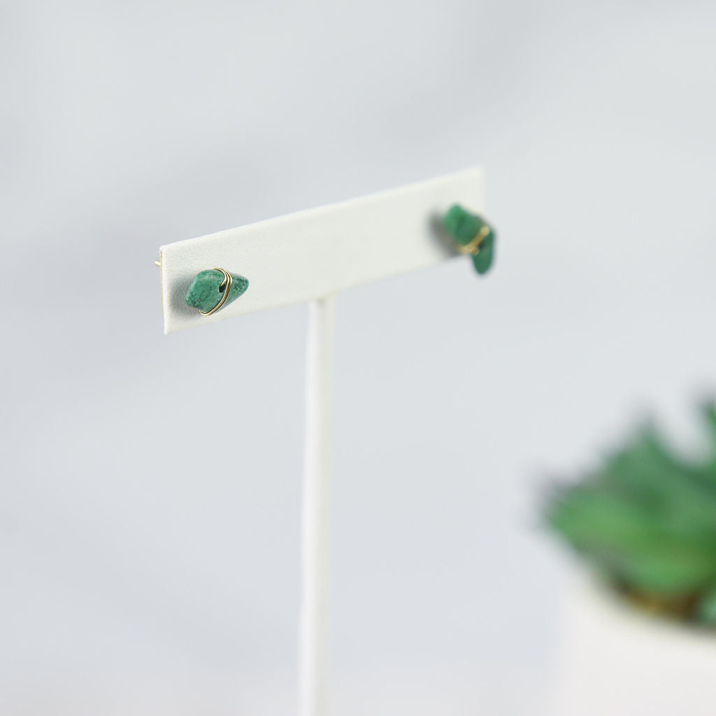 Kara Wire Wrapped Natural Stone Stud Earrings