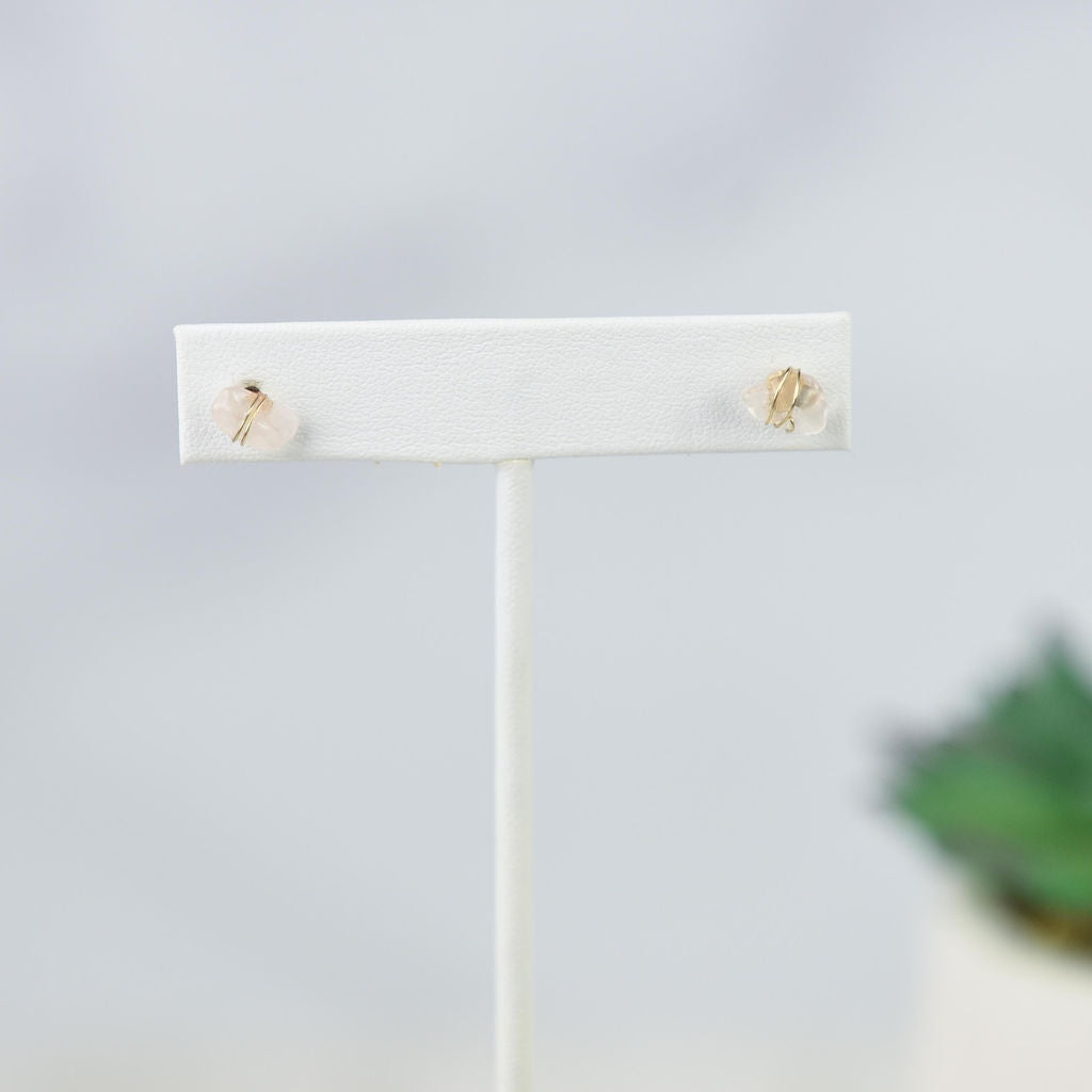 Kara Wire Wrapped Natural Stone Stud Earrings