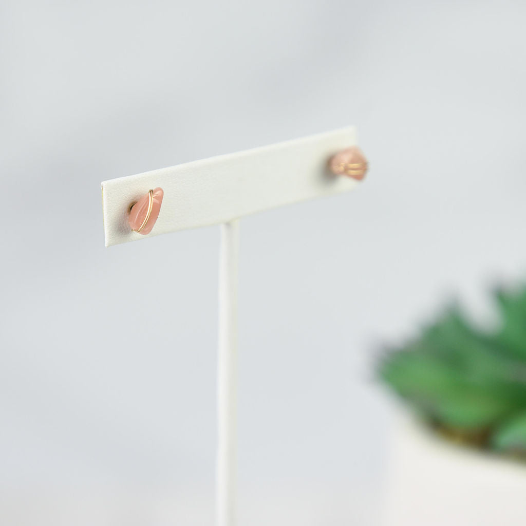 Kara Wire Wrapped Natural Stone Stud Earrings