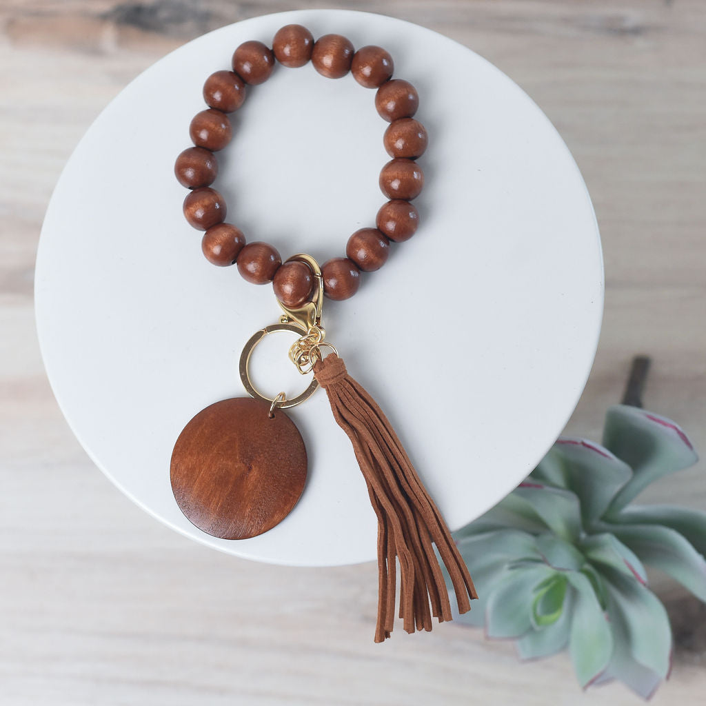 Wendy Hands Free Wood Beaded Keychain