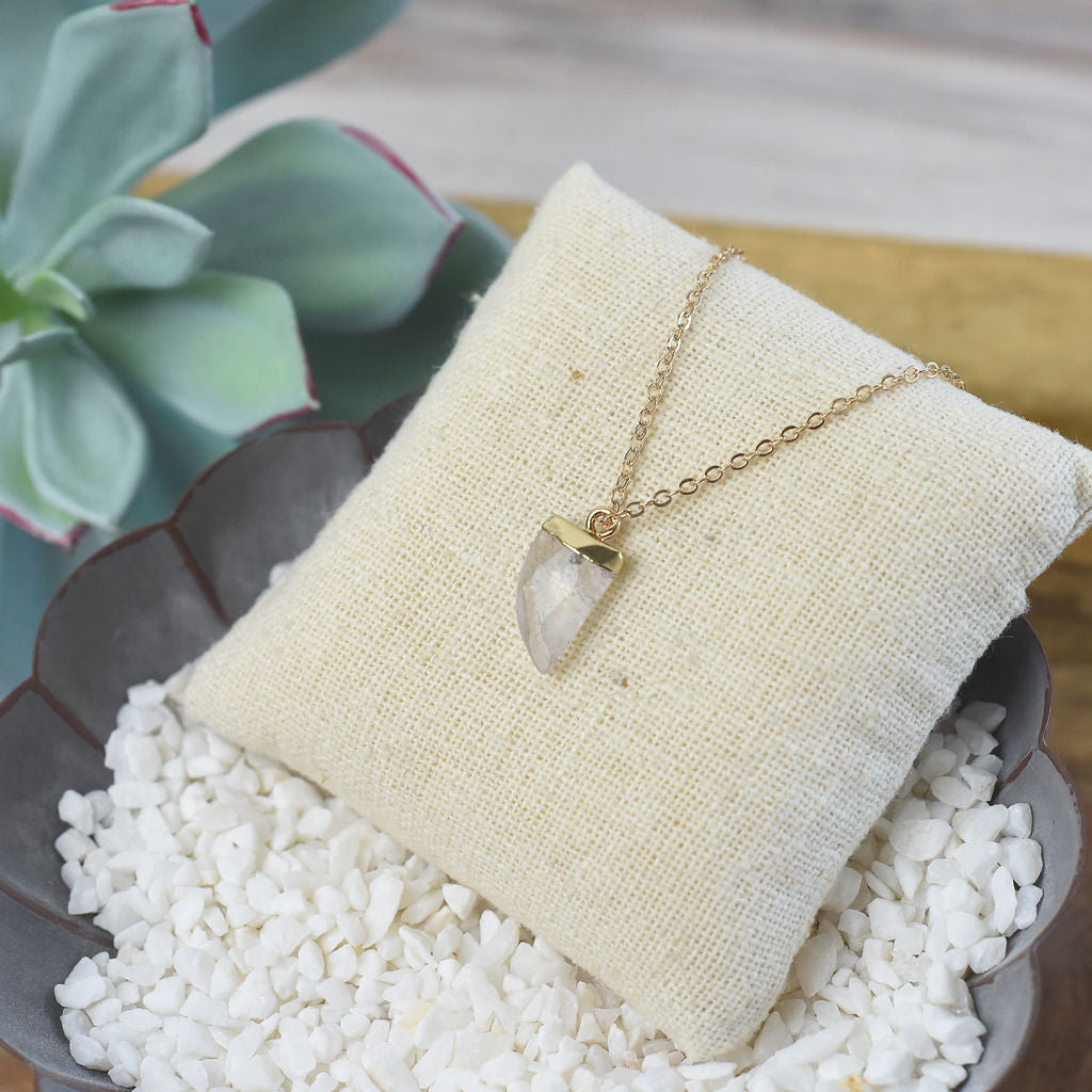 Natural Stone Tiger Tooth Pendant Necklace