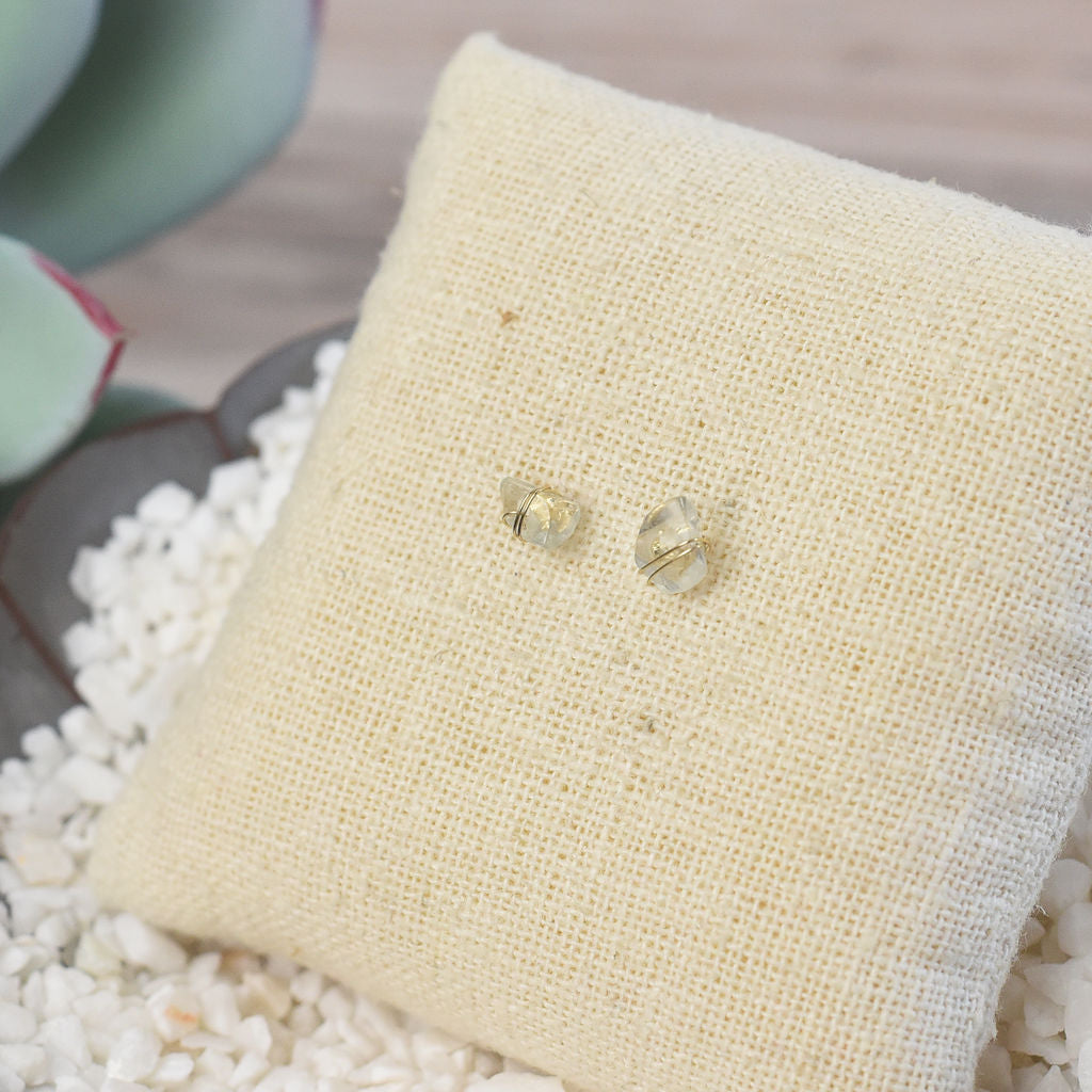 Kara Wire Wrapped Natural Stone Stud Earrings