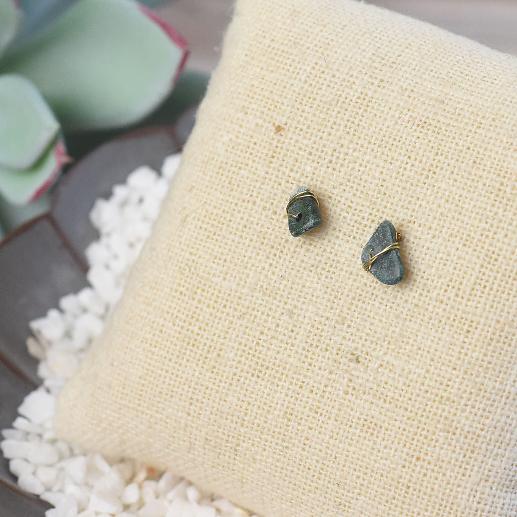 Kara Wire Wrapped Natural Stone Stud Earrings