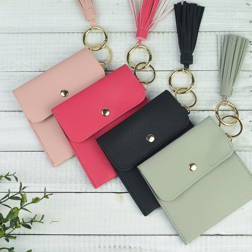 Ella Pouch and Keyring with Tassel-Hot Pink