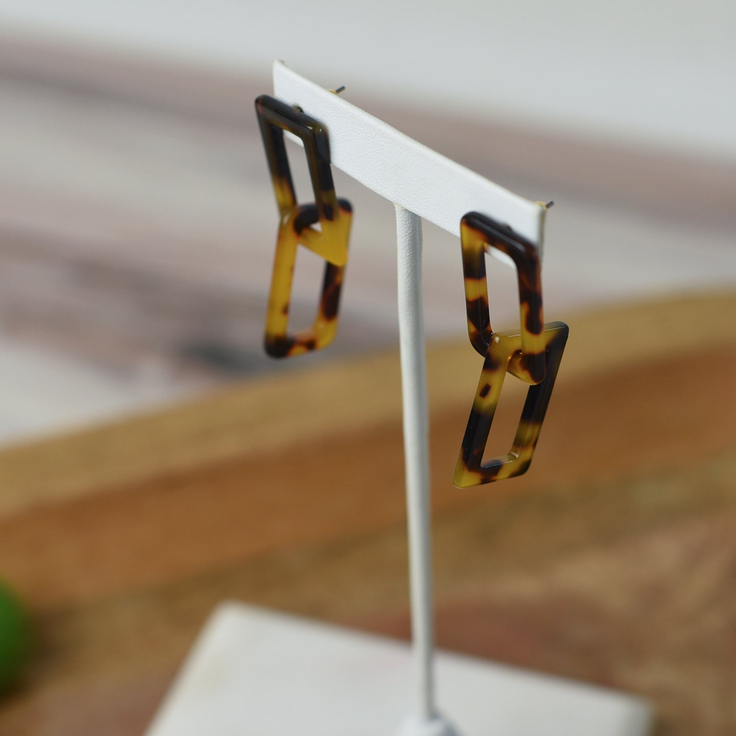 Teagan Rectangle Tortoise Dangle Earrings