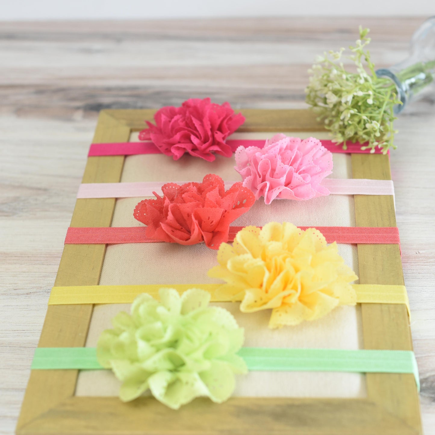 Laser Cut Ruffled Flower Elastic Headband