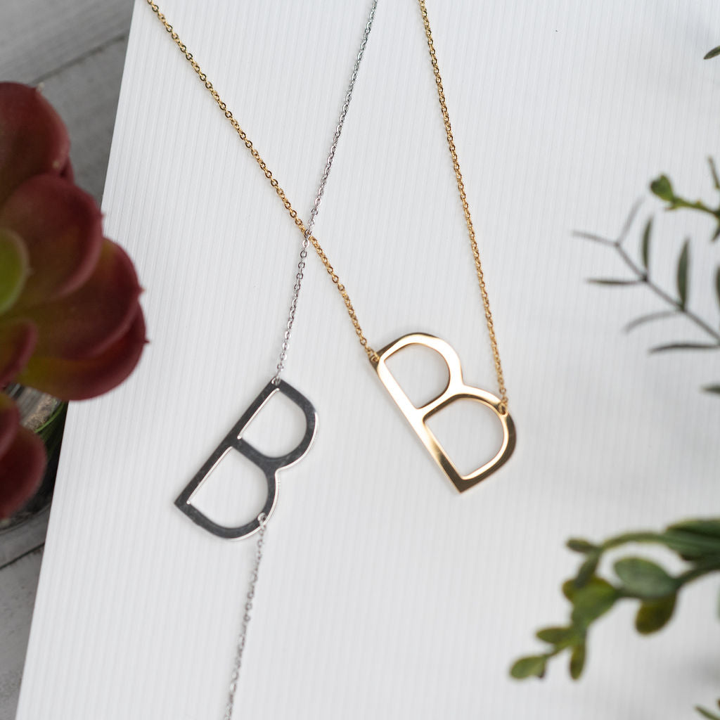 Large Letter / Initial Necklace in Gold