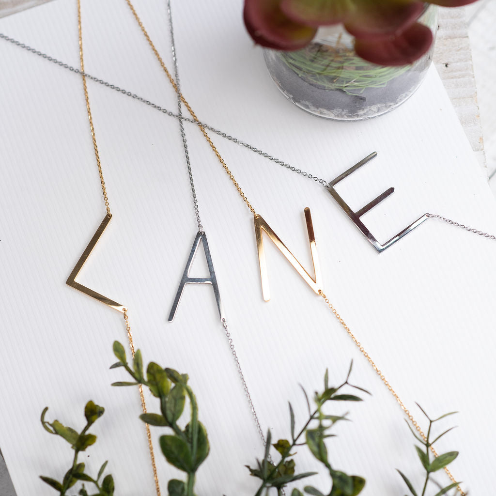 Large Letter / Initial Necklace in Gold