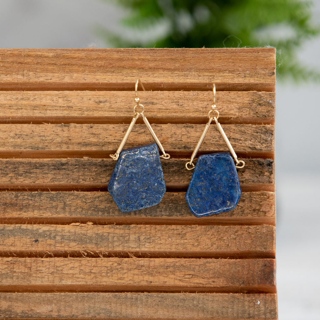 Raw Cut Stone Dangle Earrings