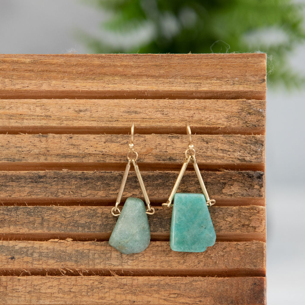 Raw Cut Stone Dangle Earrings