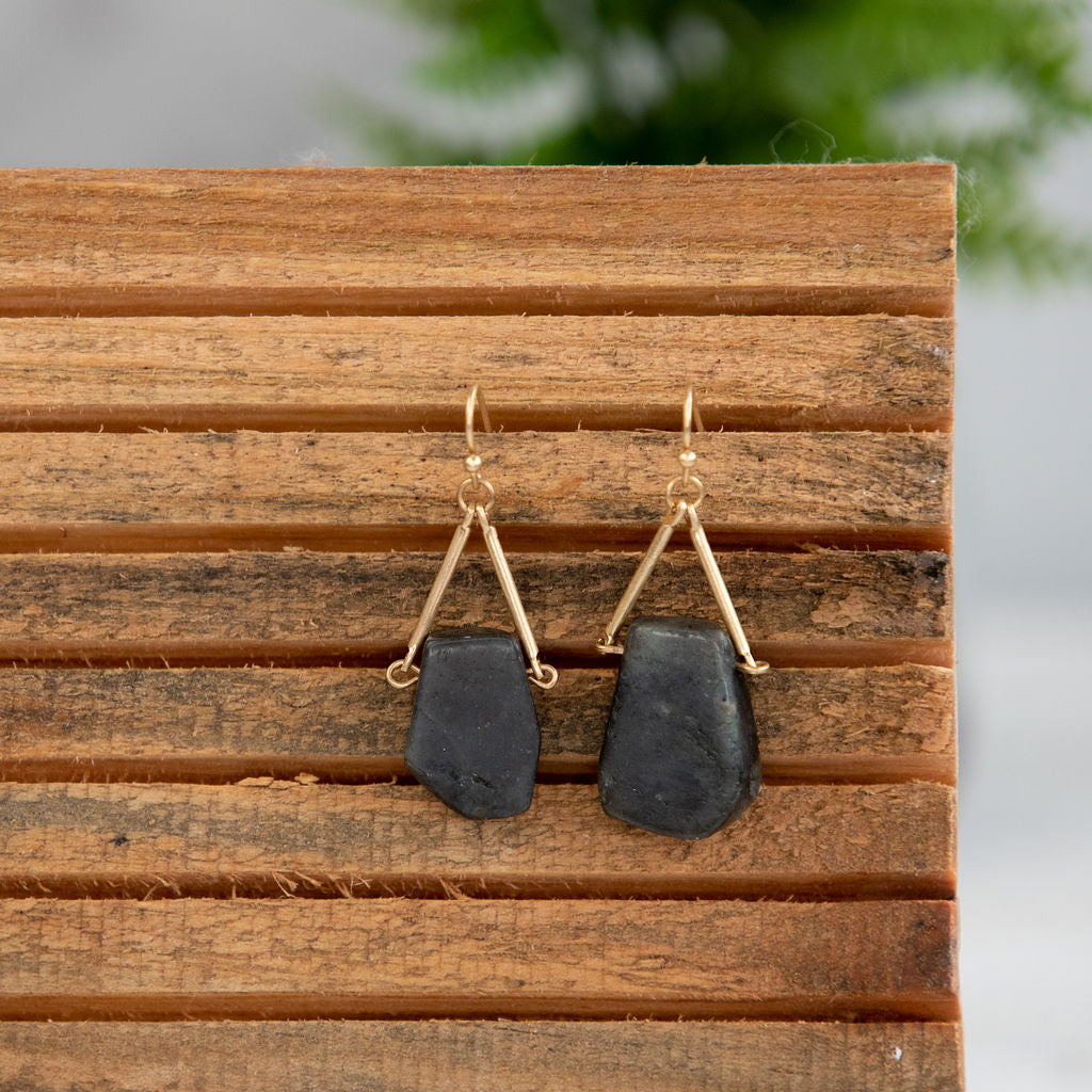 Raw Cut Stone Dangle Earrings