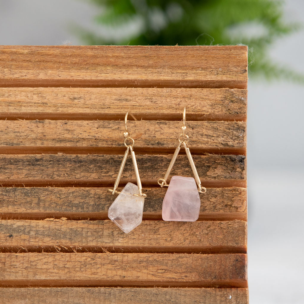 Raw Cut Stone Dangle Earrings