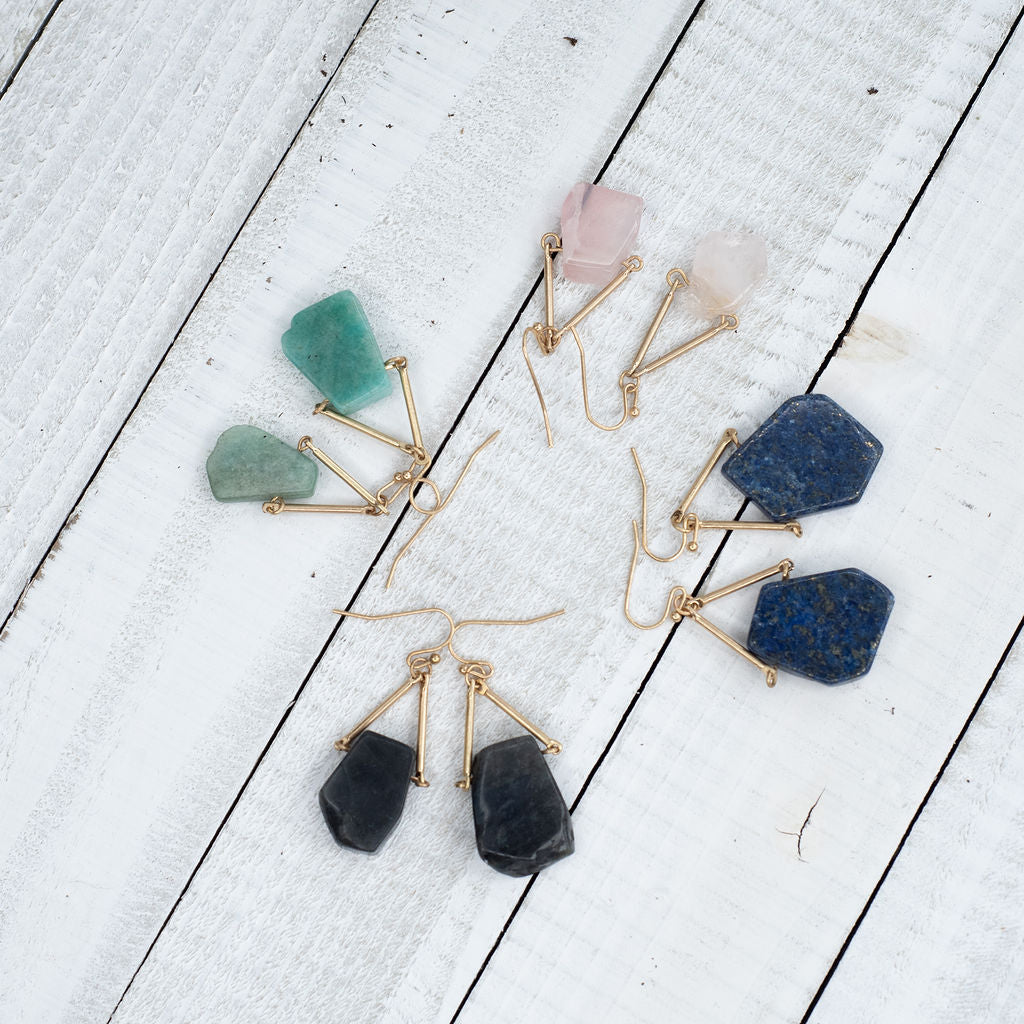 Raw Cut Stone Dangle Earrings