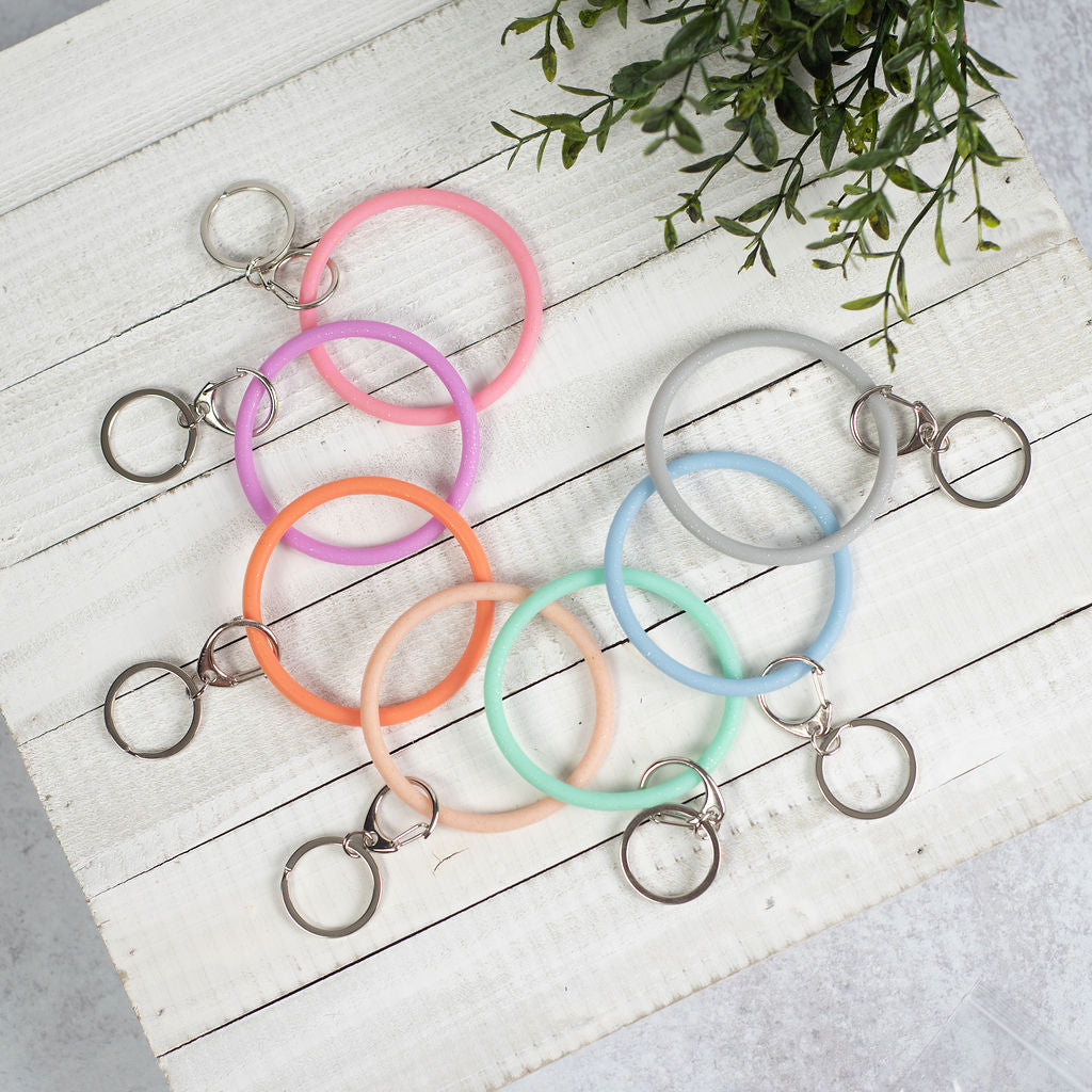 Penny Hands Free Slim Glitter Silicone Bangle Keychain Ring