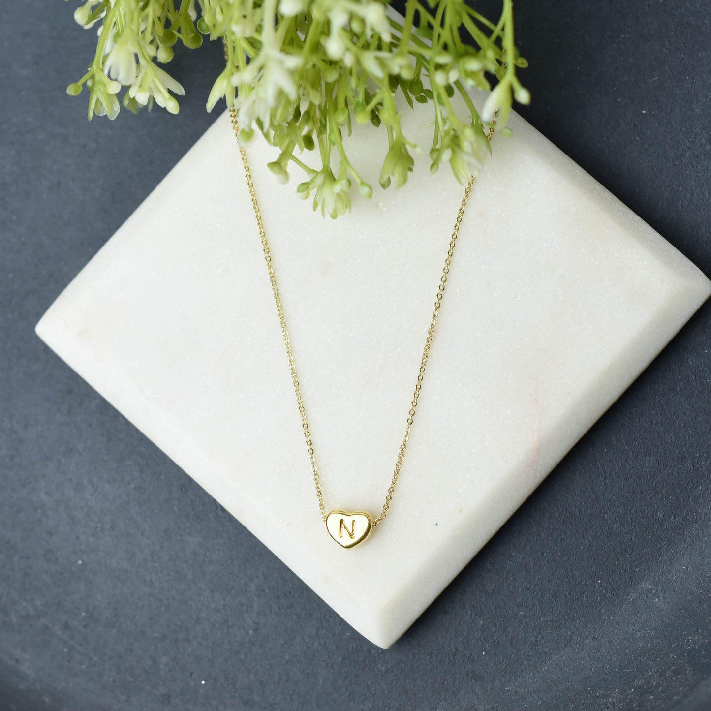 Luxe Collection: 18K Gold Initial Heart Necklace