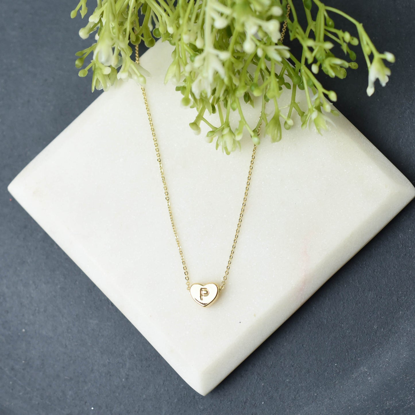 Luxe Collection: 18K Gold Initial Heart Necklace