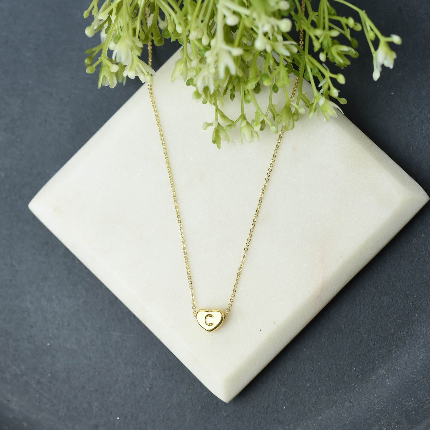 Luxe Collection: 18K Gold Initial Heart Necklace