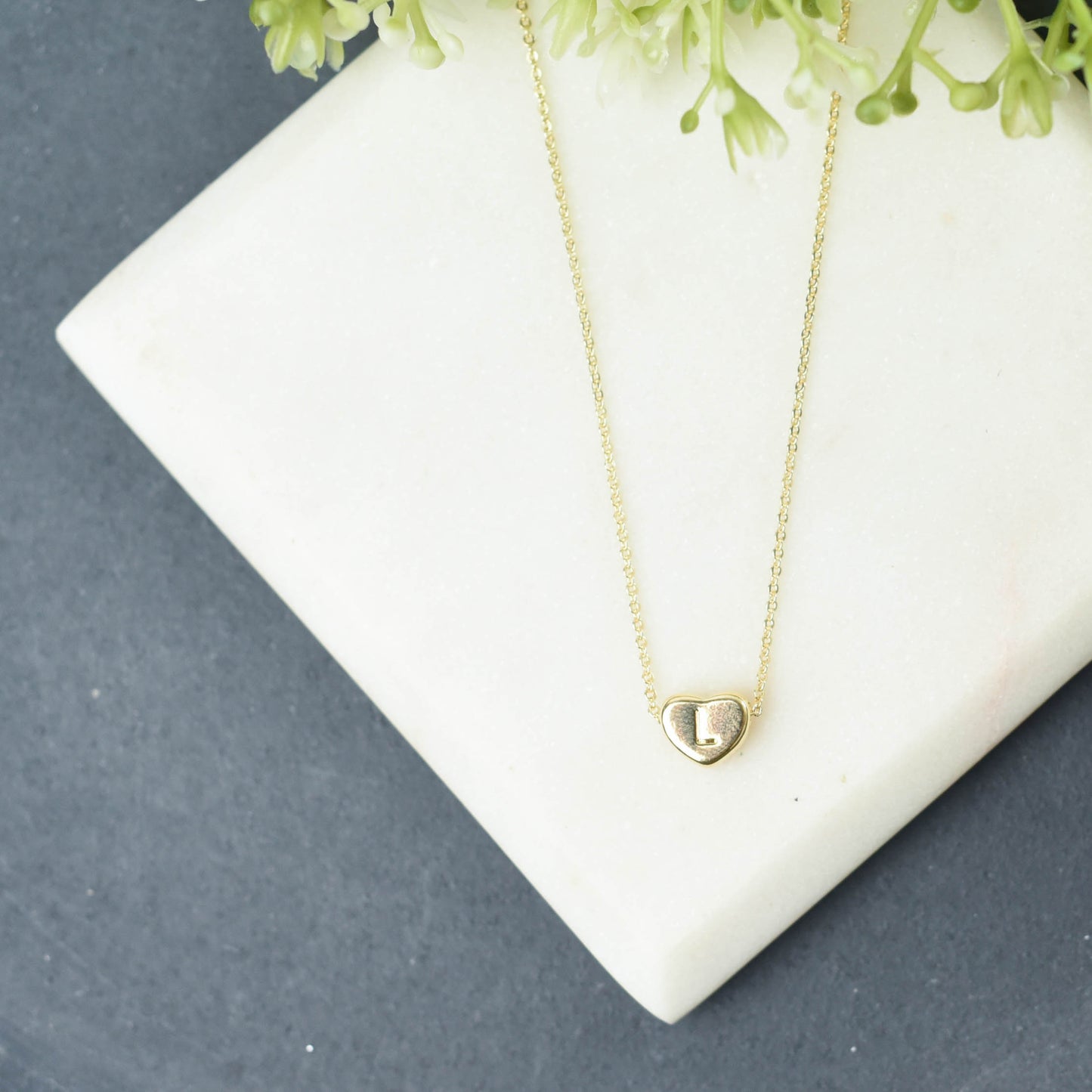 Luxe Collection: 18K Gold Initial Heart Necklace