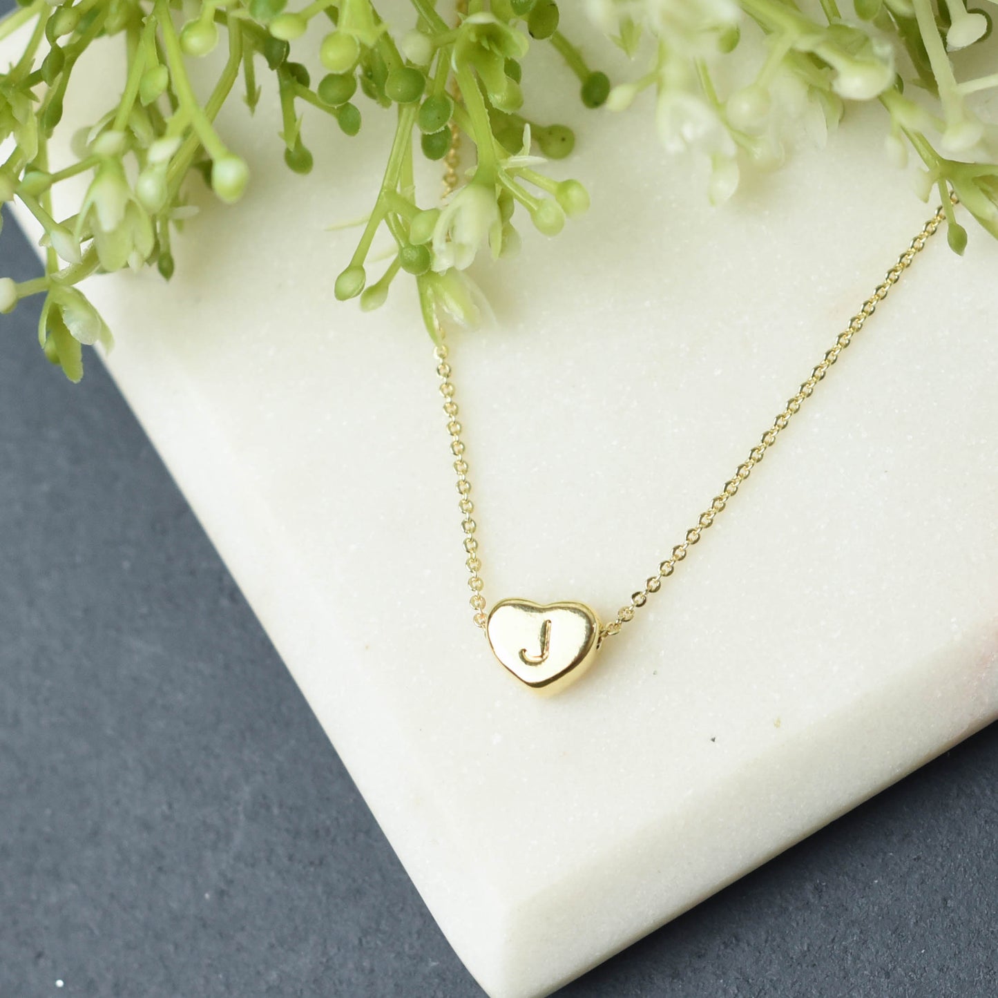 Luxe Collection: 18K Gold Initial Heart Necklace