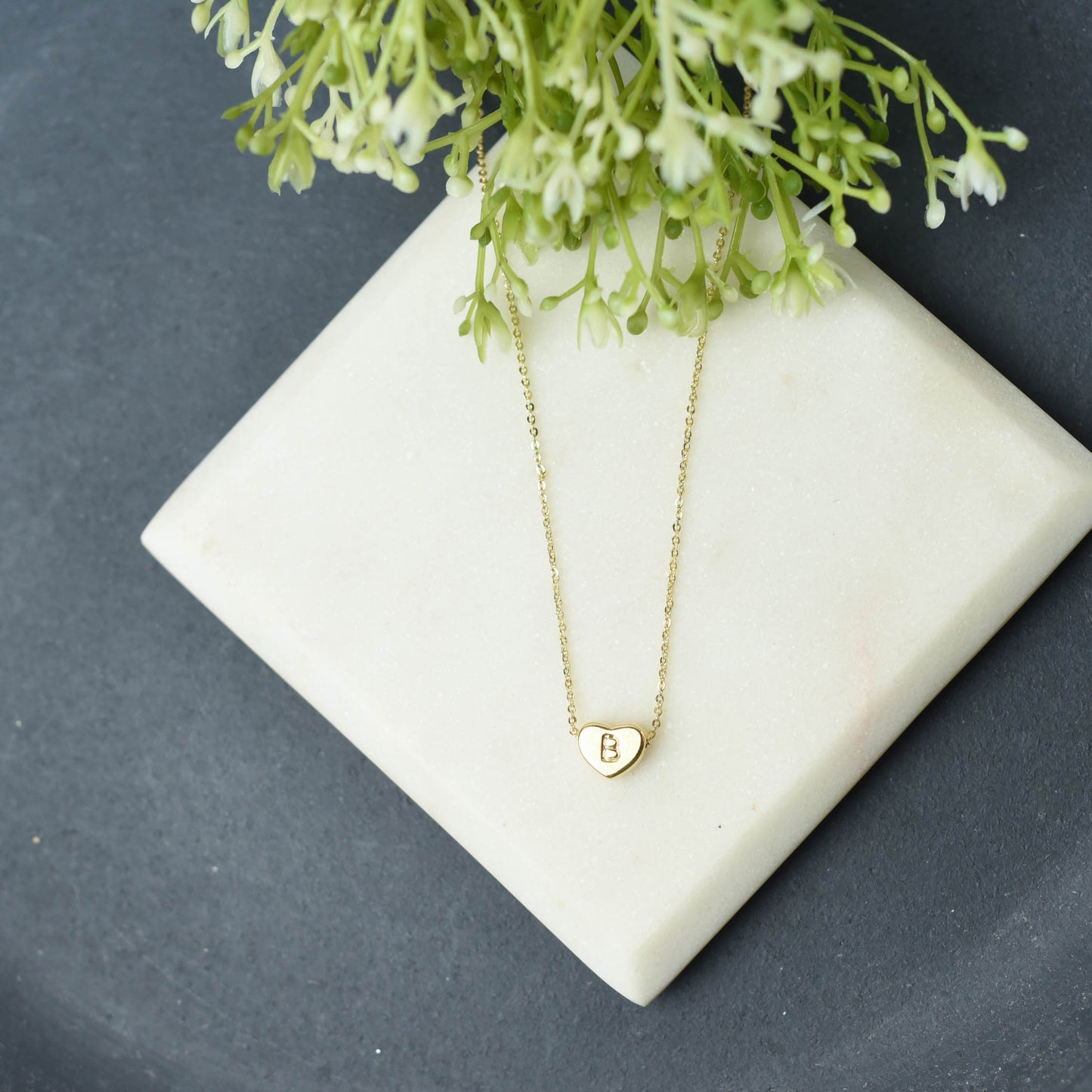 Luxe Collection: 18K Gold Initial Heart Necklace