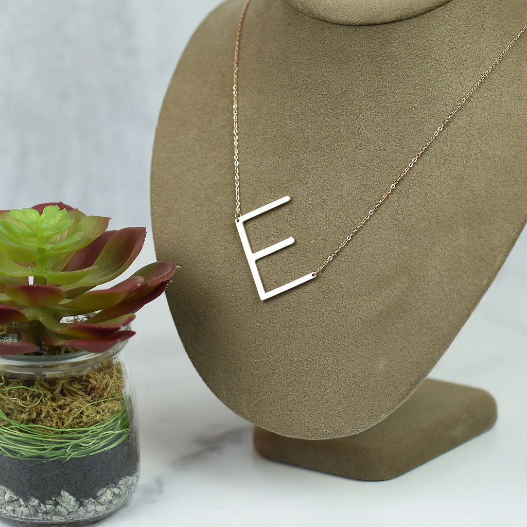 Large Letter / Initial Necklace Rose Gold