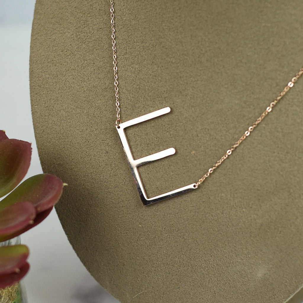 Large Letter / Initial Necklace Rose Gold