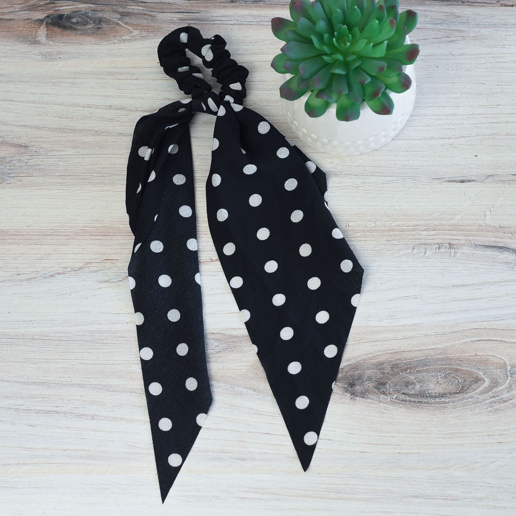 Jumbo Dot Hair Scarf in Black or White Polka Dots