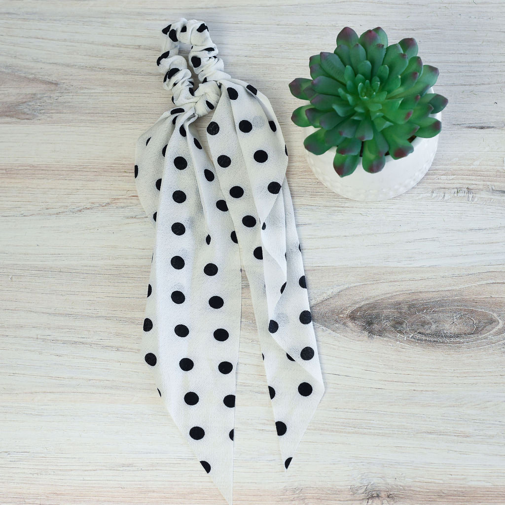 Jumbo Dot Hair Scarf in Black or White Polka Dots