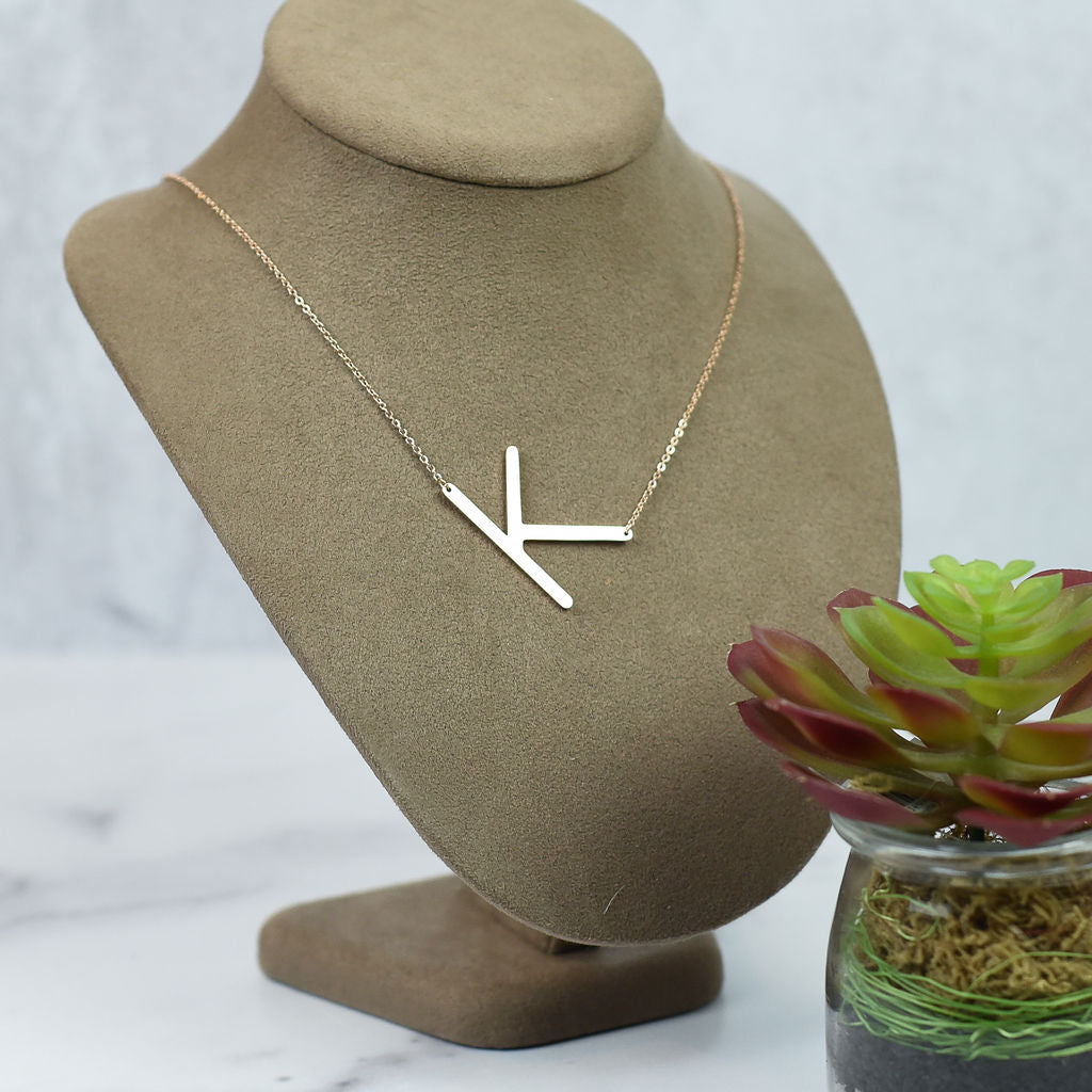 Large Letter / Initial Necklace Rose Gold