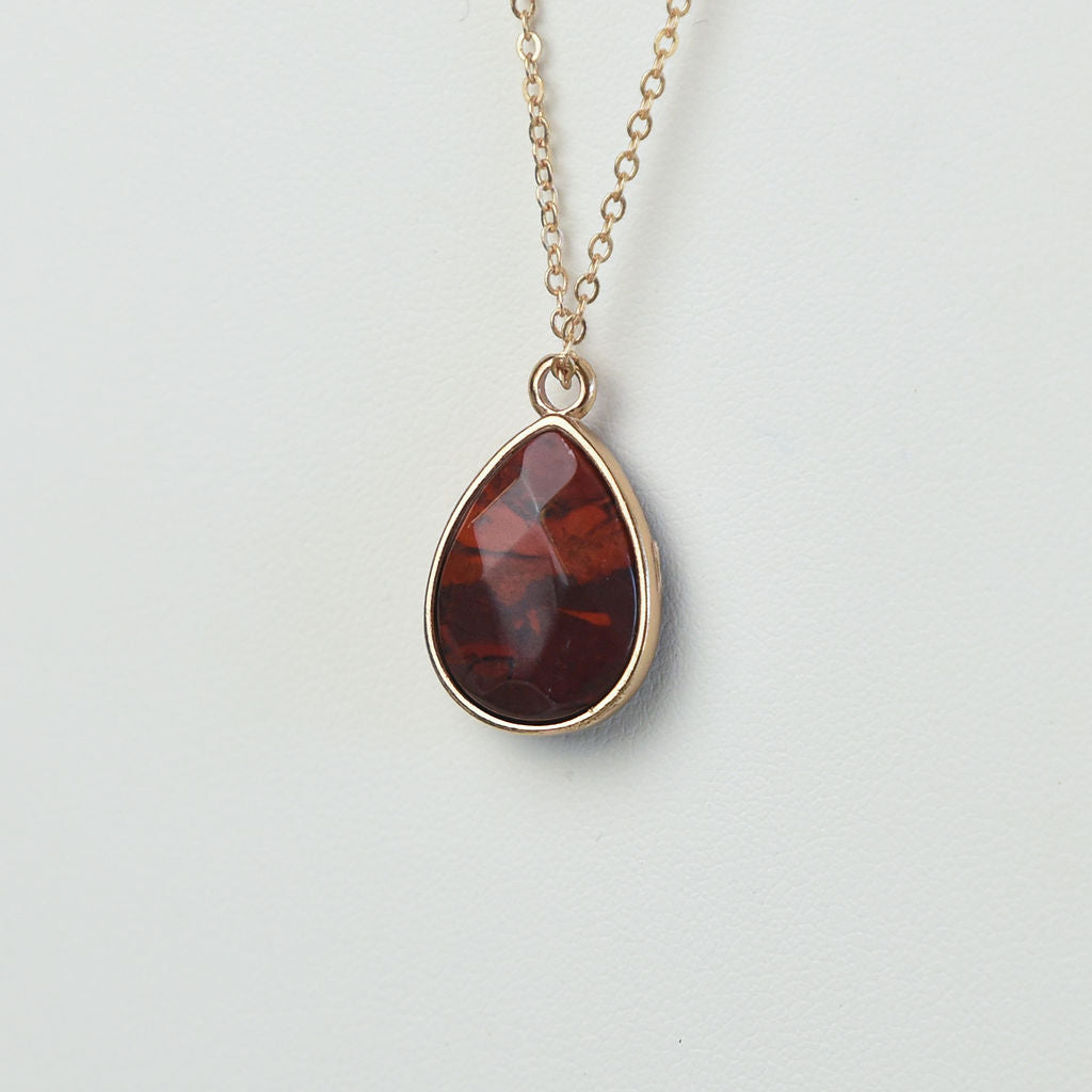 Natural Stone Teardrop Pendant Necklace