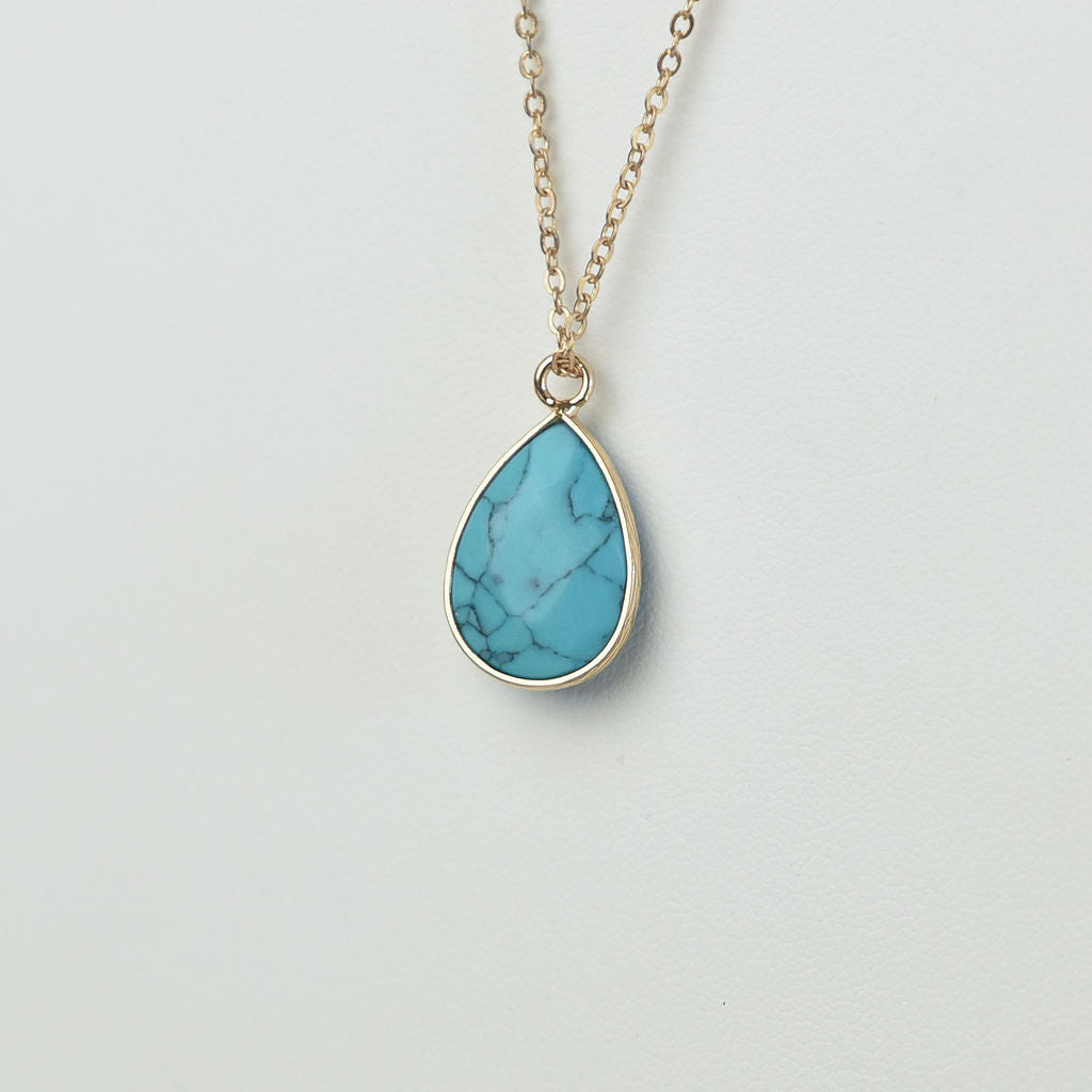 Natural Stone Teardrop Pendant Necklace