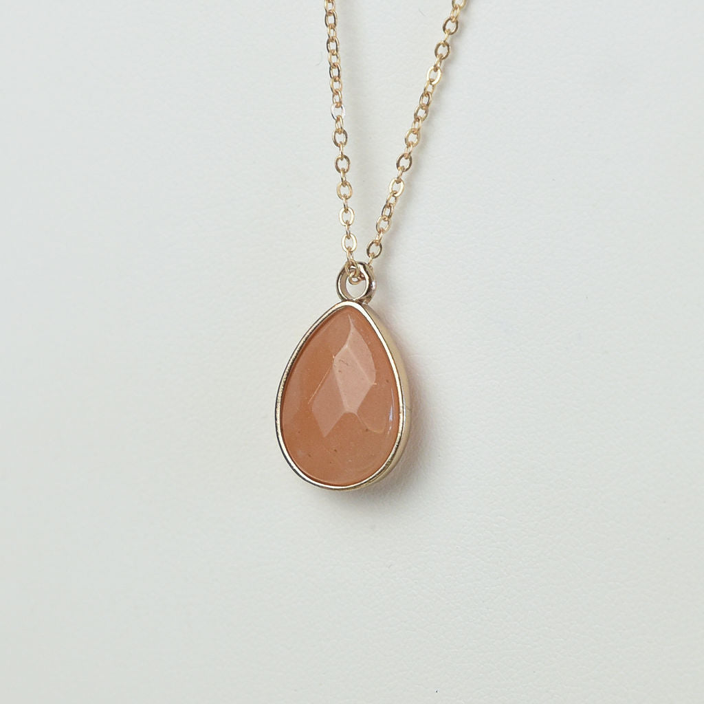 Natural Stone Teardrop Pendant Necklace