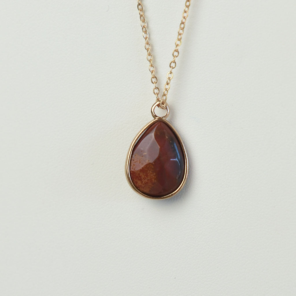 Natural Stone Teardrop Pendant Necklace