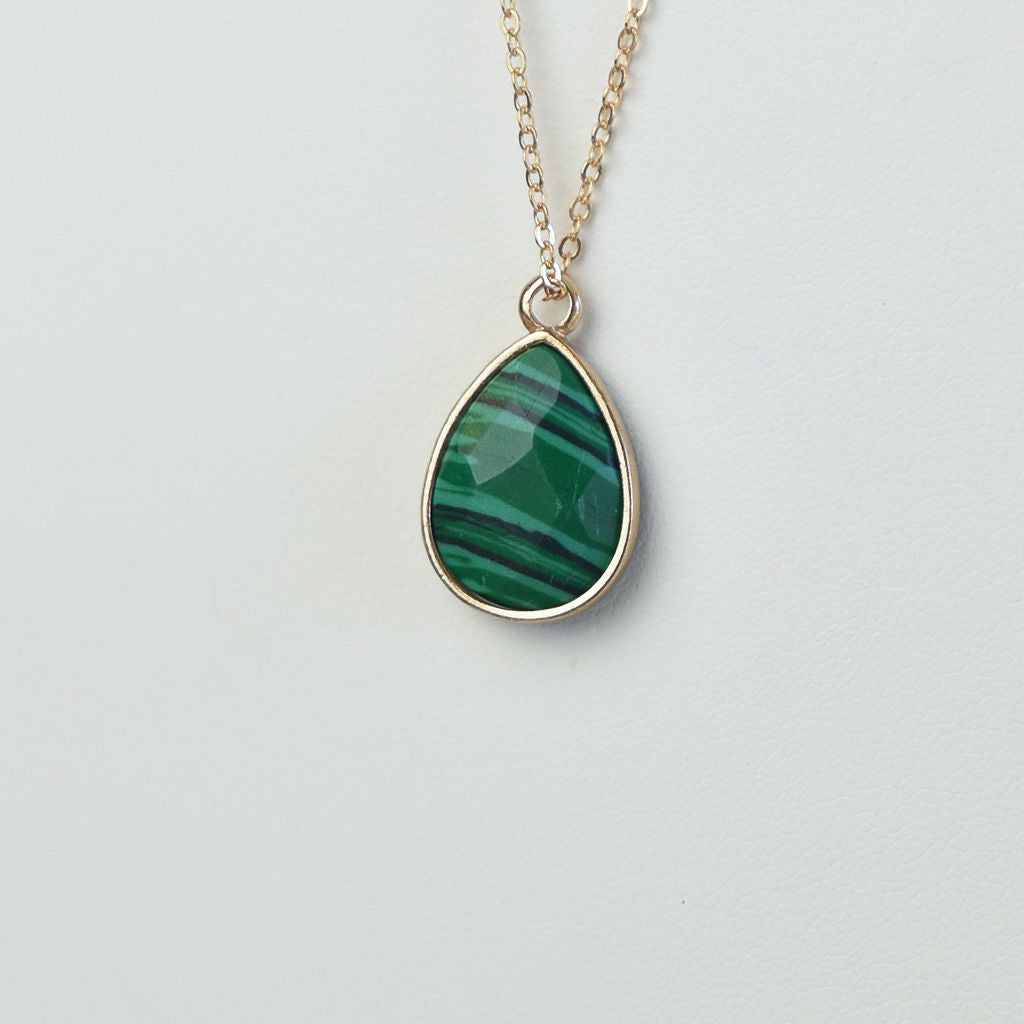 Natural Stone Teardrop Pendant Necklace