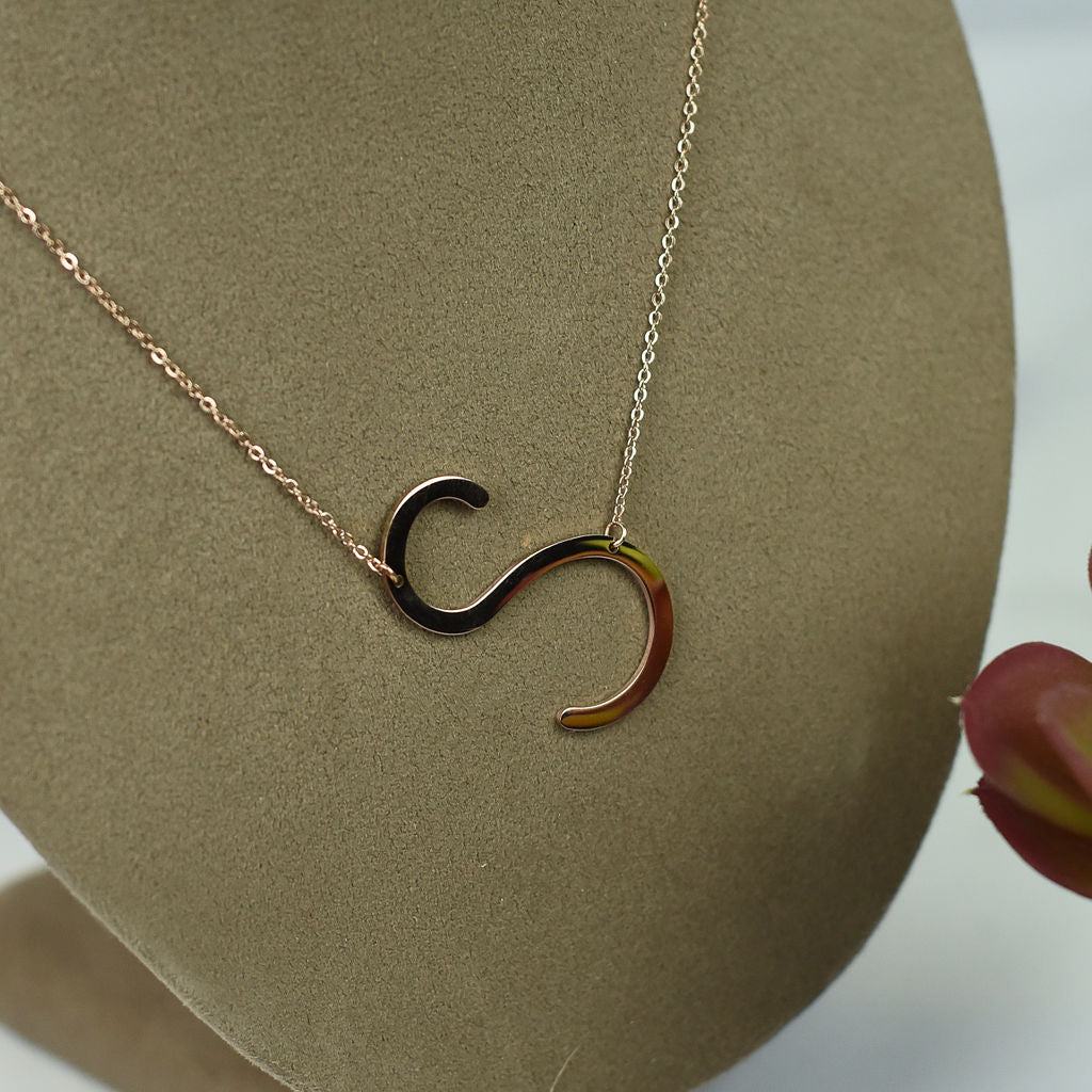 Large Letter / Initial Necklace Rose Gold