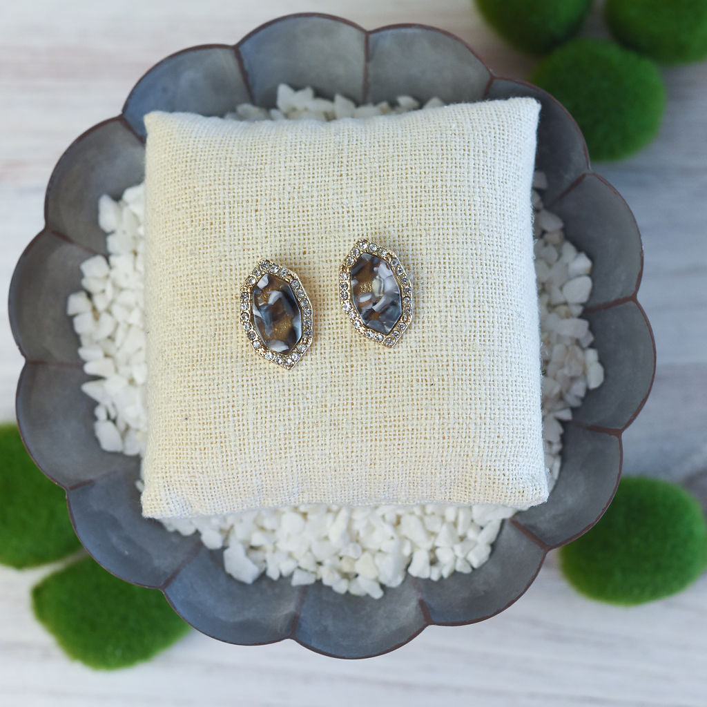 Tabitha Pave Hex Stud Earrings