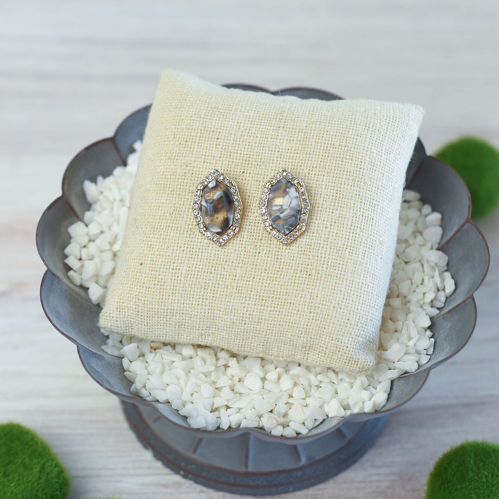 Tabitha Pave Hex Stud Earrings